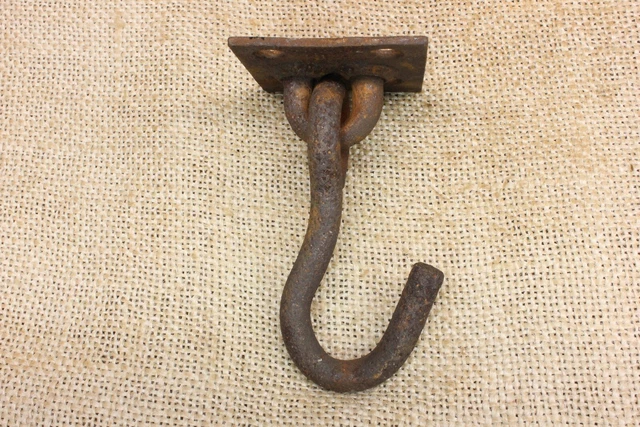 Old Plant Hook Porch Plate Swivel Barn Find 1 3/4” Vintage Pitted Rustic Steel