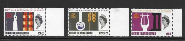 M1525 BRITISH SOLOMON ISLANDS 20th ANNIVERSARY UNESCO - SET OF 3 MNH STAMPS