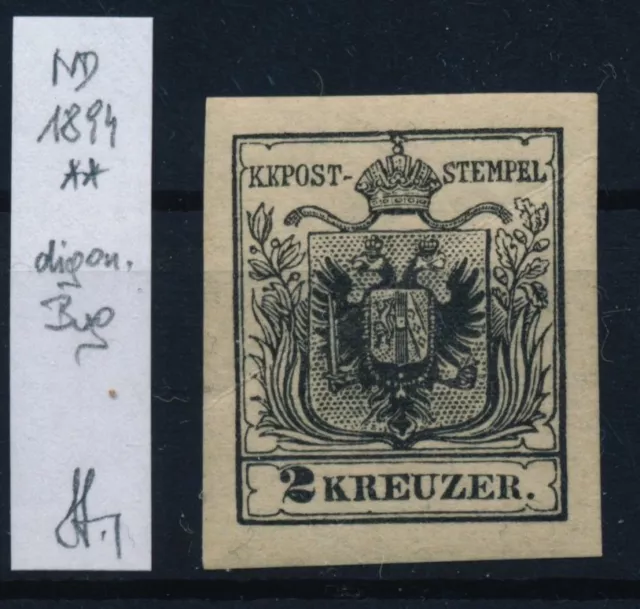 ÖSTERREICH 1850 2kr, schwarz, NEUDRUCK 1894! POSTFRISCH **! STRAKOSCH Bestimmung