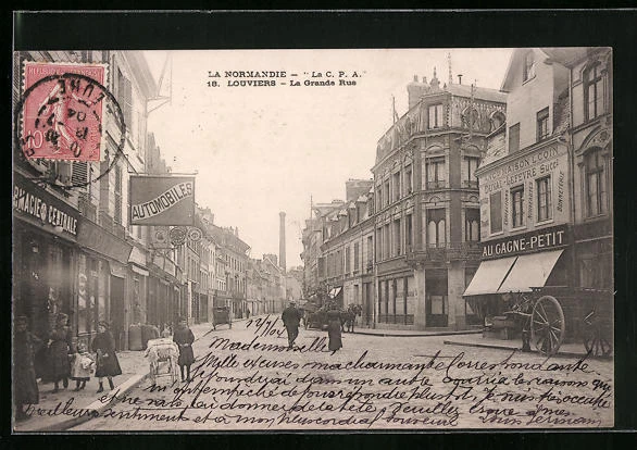 CPA Louviers, La Grande Rue 1904