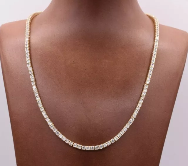 3mm Round Cut CZ Tennis Chain Necklace 14K Yellow Gold-Plated Sterling Silver