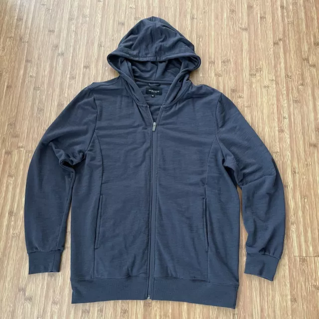 UNBOUND MERINO MENS Travel Hoodie Jacket Zip Size XL Stretch Dark Gray ...