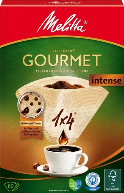 Paquete de 8 bolsas de filtro Melitta SDA 1x4/80Intense (VE80) pequeños electrodomésticos 208814