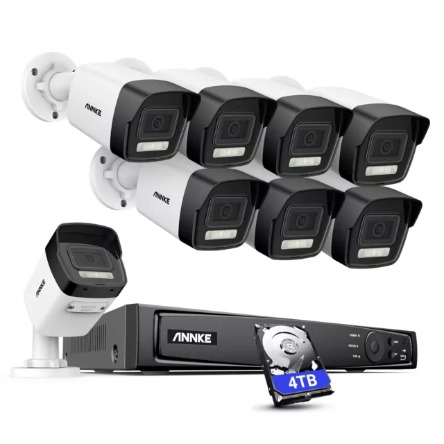 Cámara de vigilancia ANNKE 4K POE AI con audio visión nocturna en color acceso remoto 12MP NVR