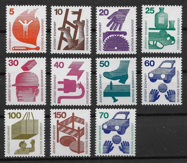 Bund 1972 Satz ** Mi 694-703, 773 Unfallverhütung Freimarken Dauerserie 03749A
