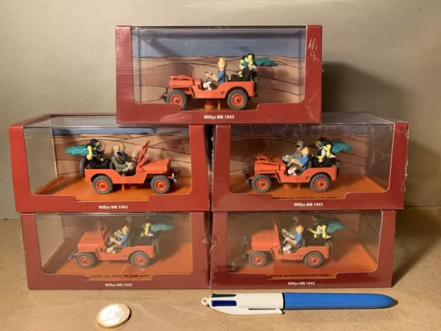 5 X Jeep WILLYS  Tintin  au Pays de l'Or Noir 1/50  neuf  Hergé ATLAS 2