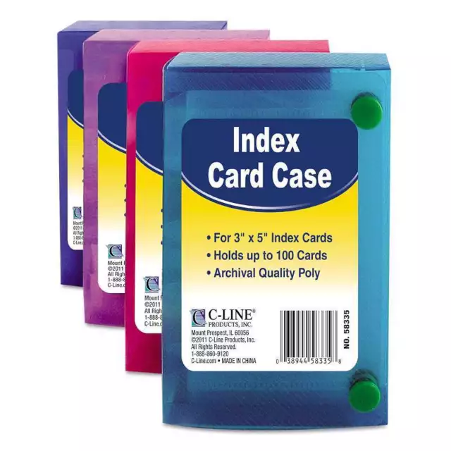 C-Line Index Card Case, Holds 100 3 x 5 Cards, Polypropylene, Assorted 2