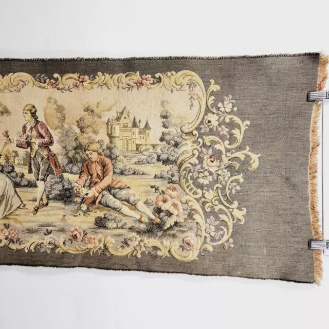 Gorgeous Antique Vintage Tapestry 54" x 18" Italian French Madden Lady & 3 Men 3