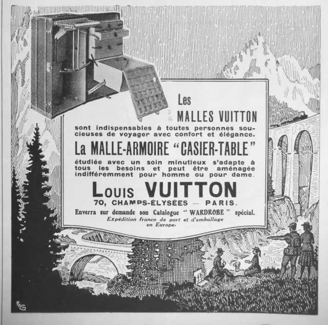 Publicité De Presse 1922 Louis Vuitton Nécessaire De Voyage Malle Armoire