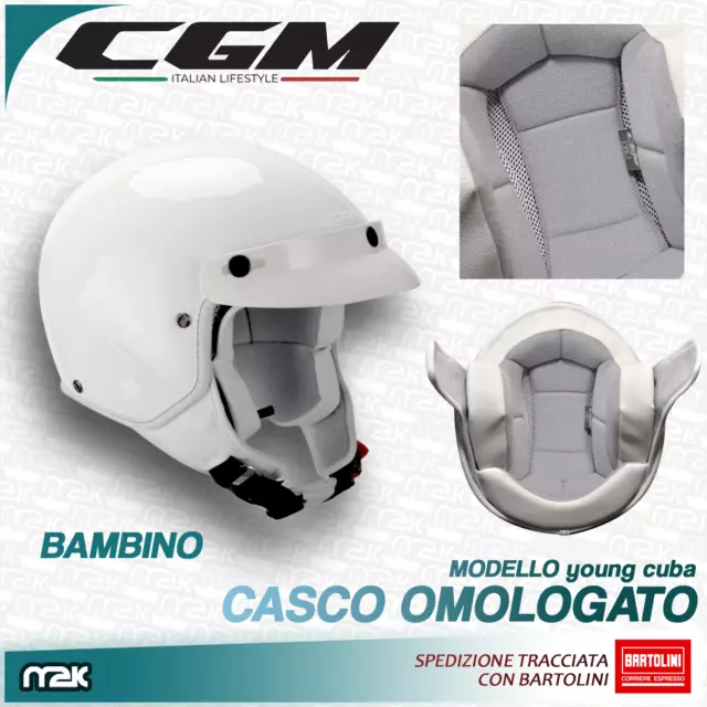 Casco Cafe Racer 2021 Helmet Bambino Bimbo Junior Kid Moto Scooter Da Strada