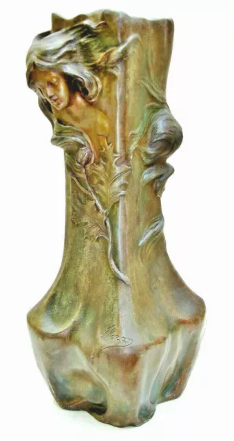 Art Nouveau à Paris Francesco Flora Jugendstil Nymphen Antike Vase 44 cm um 1900