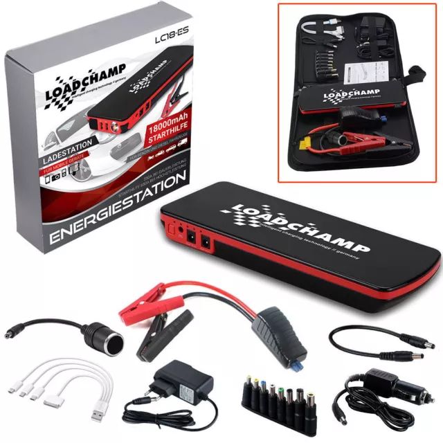 TACKLIFE Starthilfegerät, Auto Batterieladegeräte 18000mAh/800A 2 USB  Ladebuchsen