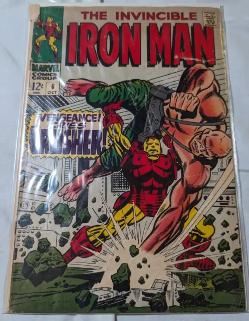 1968 Marvel Invincible Iron Man Comic Book #6 KEY The Crusher Silver age