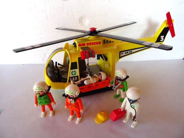 Playmobil 3247 – Hélicoptère De Secours Vintage Complet Avec Boîte