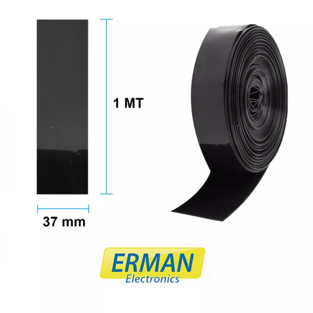 1 MT. GUAINA TERMORESTRINGENTE NERA 37mm PER ASSEMBLAGGIO PACCHI BATTERIA