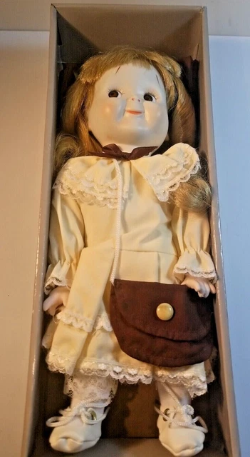 Vintage Seymour Mann Porcelain Blonde Long Curly Hair 12" Doll Yellow Dress