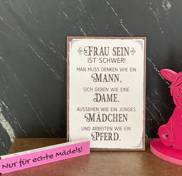 DEKOSCHILD MIT SPRUCH "Frau" Deko Holz Geschenk lustig EUR 12