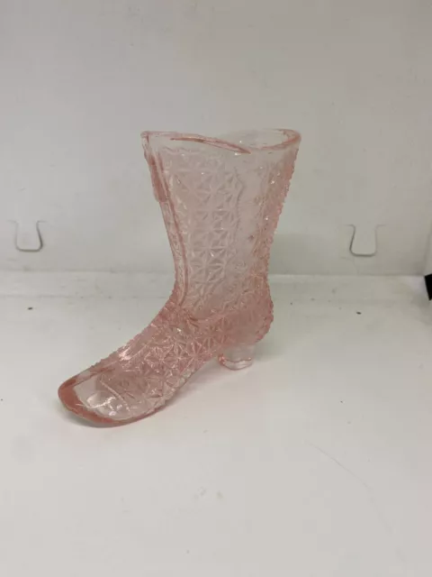 Glass Boot Shoe Floral Pink Glass Excellent Condition!