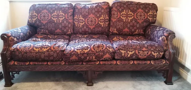 BERGERE SOFA SETTEE Carved Wooden Frame Recently Re-upholstered