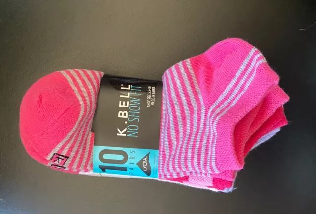 K. Bell Women's No Show Socks, 5.5-10 Shoe Size, 10 Pairs MULTI COLOR