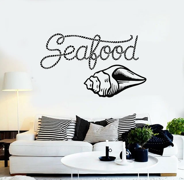 Vinyl Wall Decal Seafood Restaurant Seashell Ocean Beach Style Stickers (g1973)