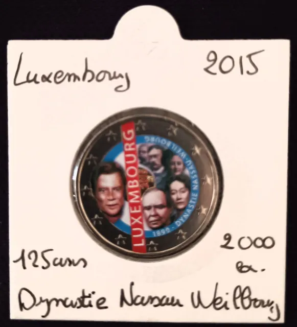 Pièces 2 Euro Commémorative COULEUR : Luxembourg 2012 et 2015 2