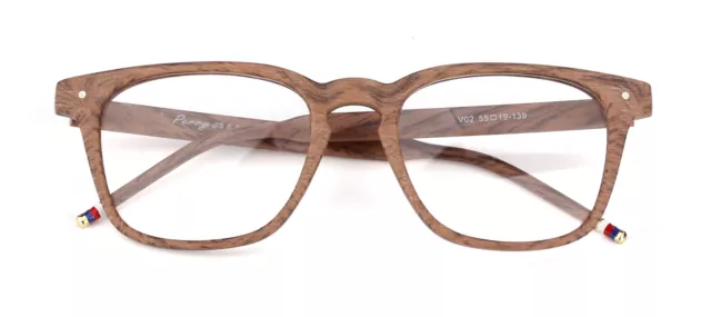 Wood Stripes Mens Womens Square Glasses Retro Eyeglasses Frame Clear Lens Rx
