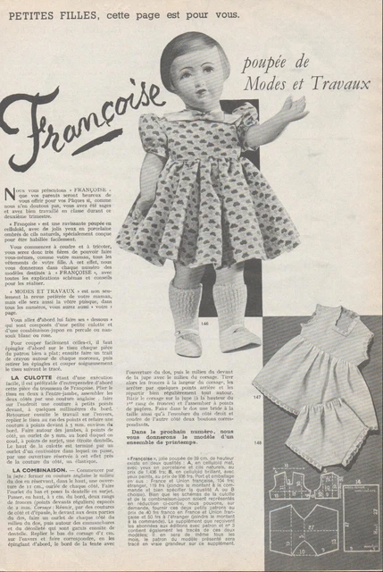 Page De Magazine Modes Et Travaux - Poupée Françoise Michel Avec Patron - Avril 1965 - Occasion