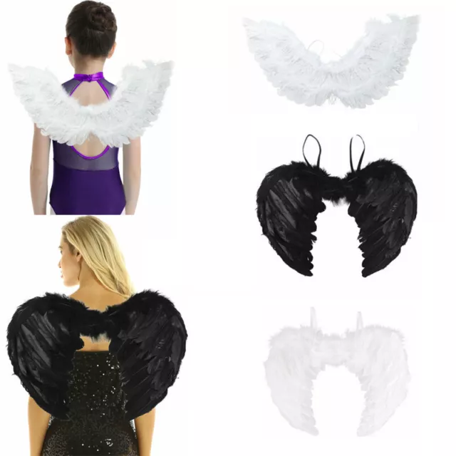 Adults Kids Feather Fairy Angel Wings Costume Fancy Dress Cosplay Dance Party