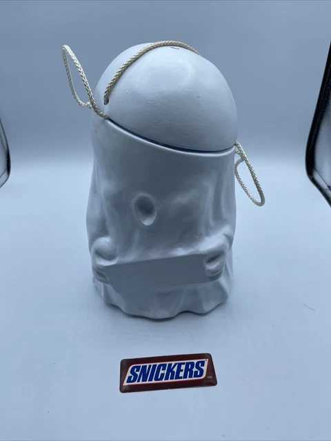 Vtg 1989 “SNICKERS” Ghost Halloween Candy Pail Bucket Blow Mold by MARS Inc. 9”