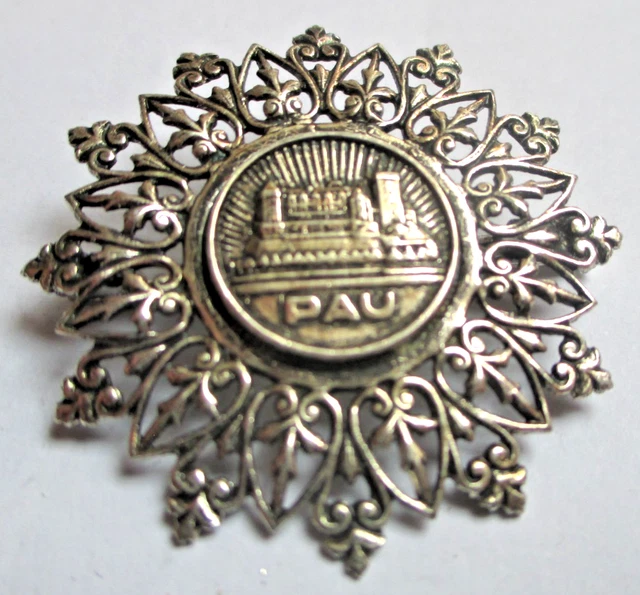 Broche Vintage Dorée Fleur Rose Rouge Filigrane - Occasion, Bijou Ancien Or Fin, Référence 4259