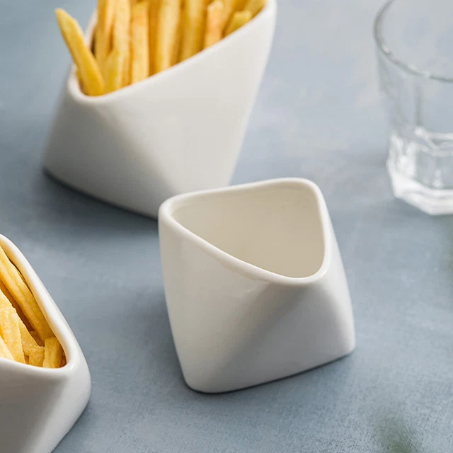 4 Ciotoline Porta Salsa In Porcellana Bianca A Forma Di Foglia - Ideali Per Salsa Di Soia, Immersioni E Condimenti