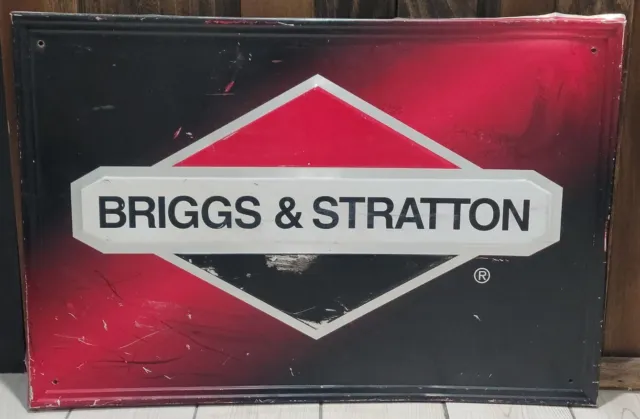 Original Briggs & Stratton Motor Dealer Issued Aluminum Advertising Sign 27"x18"