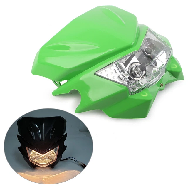 Universal Motorcycle Headlight Lamp Hi /Lo For Street Fighter Dirt Bike Green