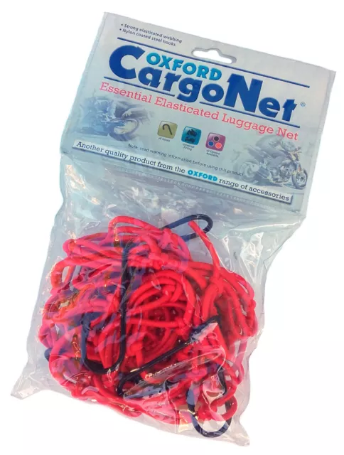 Oxford Cargonet OF128 Essential Elasticated Motorcycle Bike Luggage Net Red