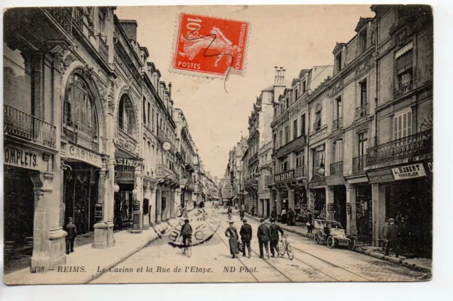 REIMS - Marne - CPA 51 - Théme Commerce - Casino & Tonnelier Robert Rue L'étape