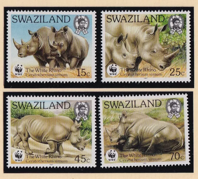 Timbre Stamp 4 Swaziland Y&T#525-28 Rhinoceros Wwf Neuf**/Mnh-Mint 1987 ~E75