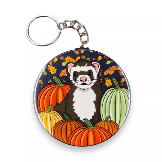 Ferret Halloween Keychain Handmade Holiday Pumpkin Patch Accessories 2.25"