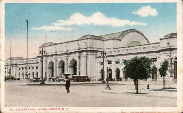 Postcard - Union Train Station, Washington, DC Posted 1916 White Border 2139