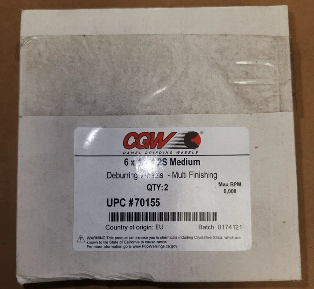 CGW Abrasives 70155 DEBURRING WHEEL 6X1X1-Multi Finishing, Box of 2