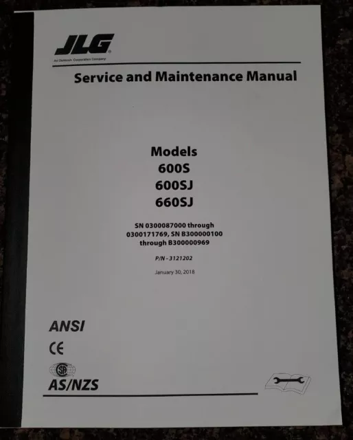 Jlg 600S 660-Sj 600A Aj Telescopic Boom Lift Service & Maintenance Repair Manual