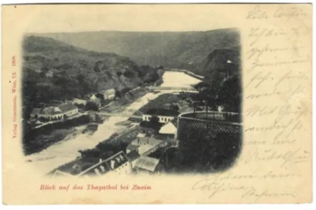 Ansichtskarte Znaim Znojmo, Südmähren, Blick auf das Thayathal AK von 1898