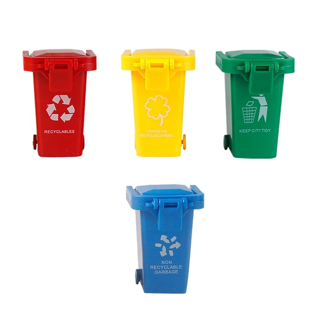 4 Pcs Mini Trash Can Plastic Child Small Garbage Truck Curbside Bin Car