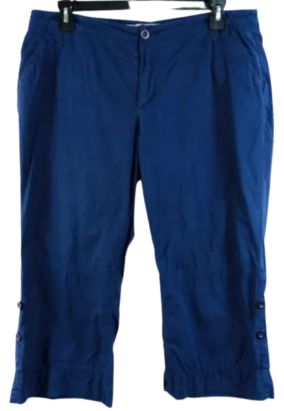 ROUTE 66 BLUE multi pockets women's buttoned hem cropped pants 18W $15. ...