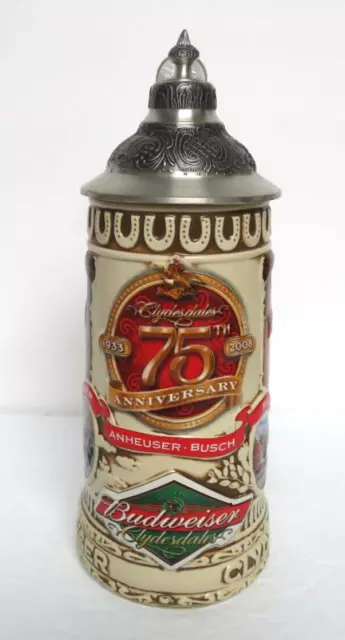 2008 Budweiser Clydesdales 75th Anniversary lidded stein NIB
