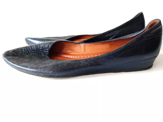 VINTAGE PERA DONNA Women`s Shoes Size EUR-39 Flat Blue Navy Leather £32 ...