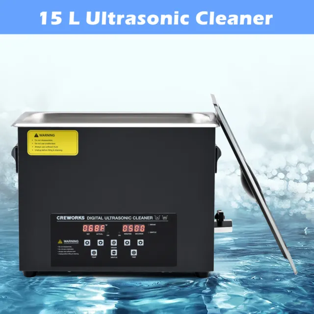CREWORKS 15L Digital Ultrasonic Cleaning Machine with Timer Heater LED Display