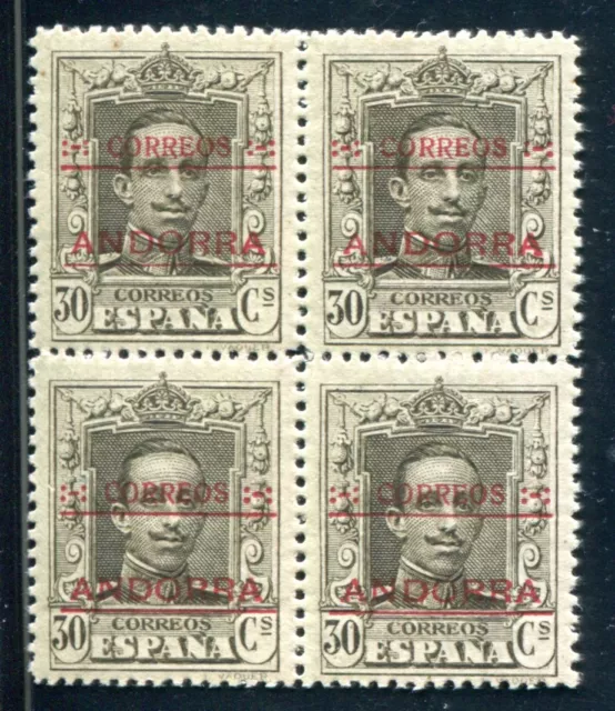 SPANISCH ANDORRA 1928 7C **  POSTFRISCH im VIERERBLOCK 480€(Z3379