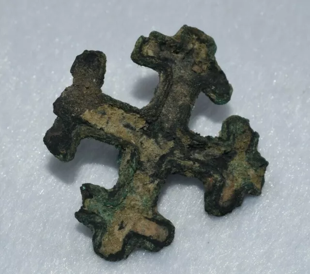 Genuine Ancient Bactrian Bronze Cross Seal Stamp Circa 2nd to 1st millennium BC