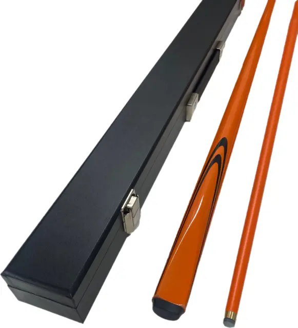 Cuemaster ORANGE Metallic Pool Snooker Billiard Cue and Black Cue Case Set